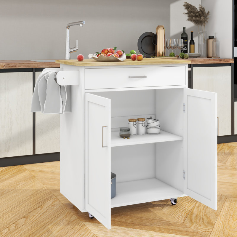 Winston Porter Chasney Wood Kitchen Cart Wayfair